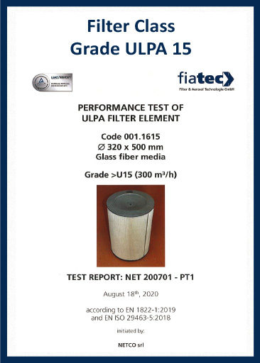 ULPA U15 Filter Effizienztest nach EN1822